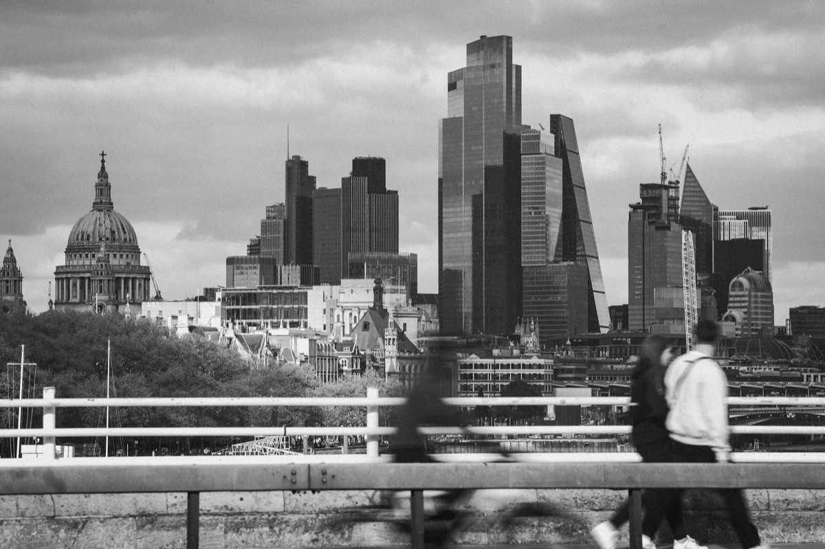 London Bridge with pedestrians crossing