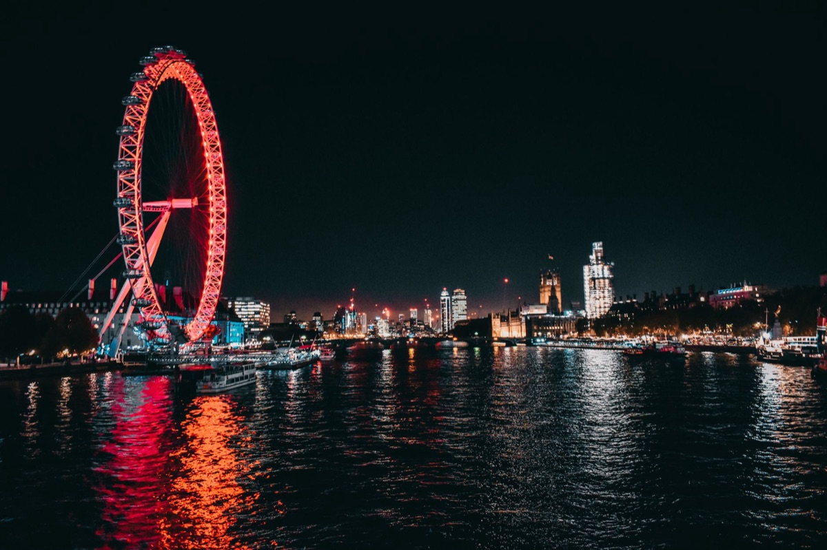 l'eye di londra all'ora notte