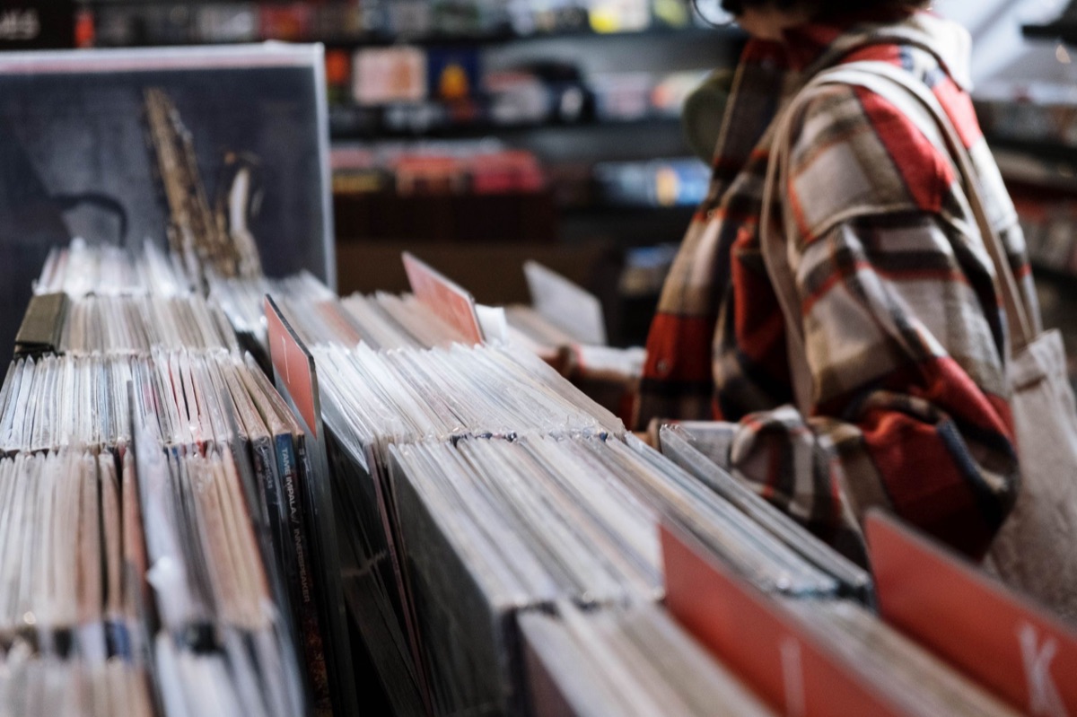 vintage record store interior