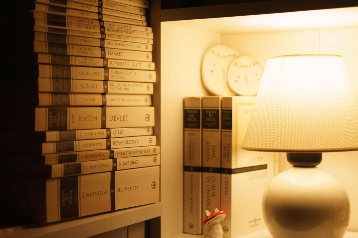 un ripiano con libri di letteratura britannica